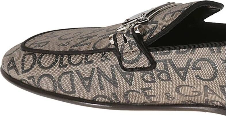 Dolce & Gabbana Loafers met handtekening monogram Brown Heren