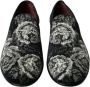 Dolce & Gabbana Zwarte Bloemen Loafers Fluweel Leer Multicolor Heren - Thumbnail 2