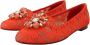 Dolce & Gabbana Rode Taormina Kant Kristallen Ballet Flats Schoenen Red Dames - Thumbnail 3