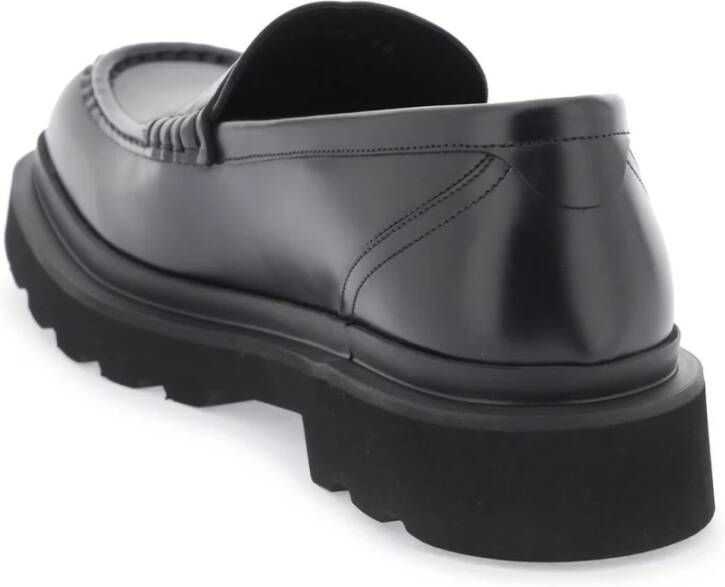 Dolce & Gabbana Loafers van geborsteld leer met logo binnenzool Black Heren