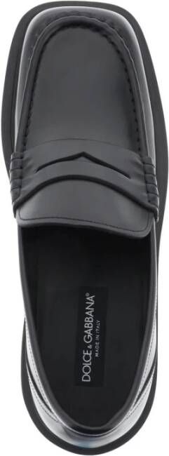 Dolce & Gabbana Loafers van geborsteld leer met logo binnenzool Black Heren