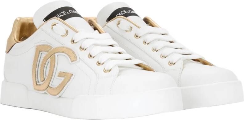 Dolce & Gabbana Logo DG Goud Sneakers Made in Italy White Dames