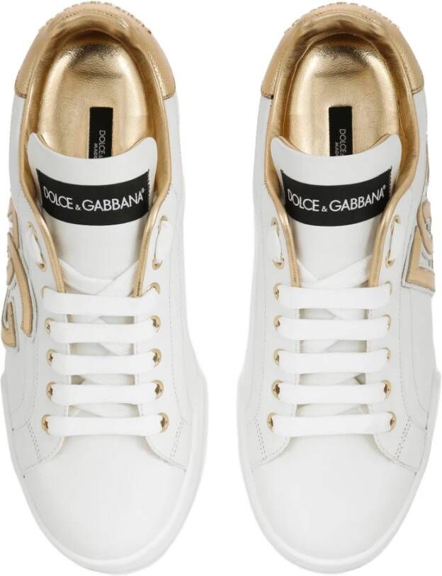 Dolce & Gabbana Logo DG Goud Sneakers Made in Italy White Dames