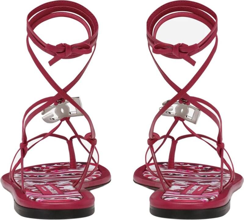 Dolce & Gabbana Logo DG Leren Sandalen Pink Dames