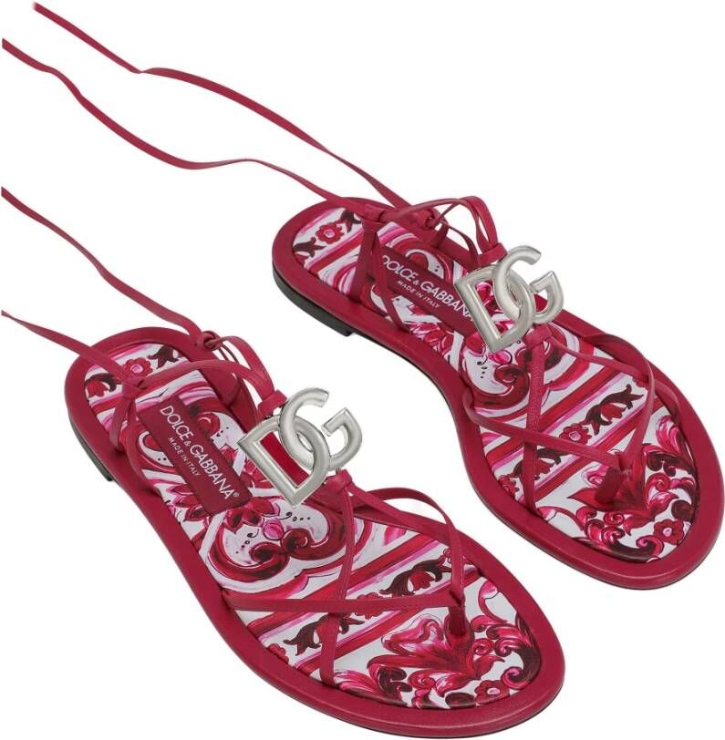 Dolce & Gabbana Logo DG Leren Sandalen Pink Dames