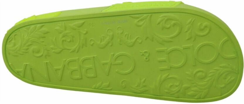 Dolce & Gabbana Logo Fluorescent Beach Slide Sandals Groen Dames