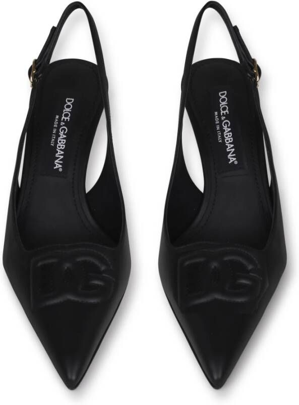Dolce & Gabbana Logo-Geëmbosseerde Slingback Pumps Black Dames