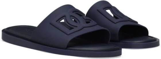 Dolce & Gabbana Logo-geëtste cut-out slides Blue Heren