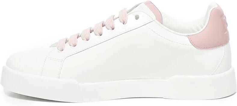 Dolce & Gabbana Logo Hiel Sneakers Wit Roze