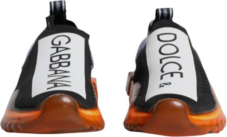 Dolce & Gabbana Logo Print Slip-On Sneakers Zwart Oranje Multicolor Heren
