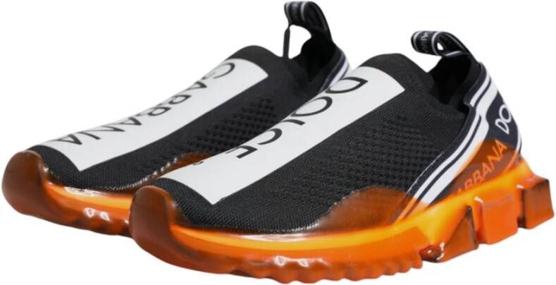 Dolce & Gabbana Logo Print Slip-On Sneakers Zwart Oranje Multicolor Heren