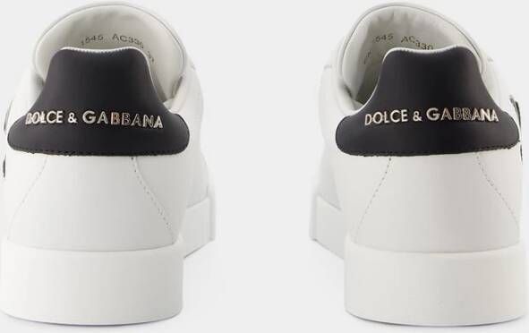 Dolce & Gabbana Logo-Print Sneakers Leer Zwart Wit Dames