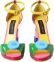 Dolce & Gabbana Logo Versierde Leren Hakken Sandalen Multicolor Dames - Thumbnail 2