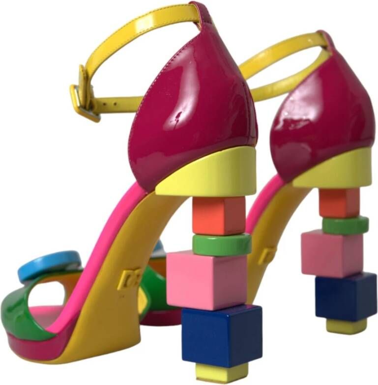 Dolce & Gabbana Logo Versierde Leren Hakken Sandalen Multicolor Dames