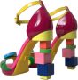 Dolce & Gabbana Logo Versierde Leren Hakken Sandalen Multicolor Dames - Thumbnail 4