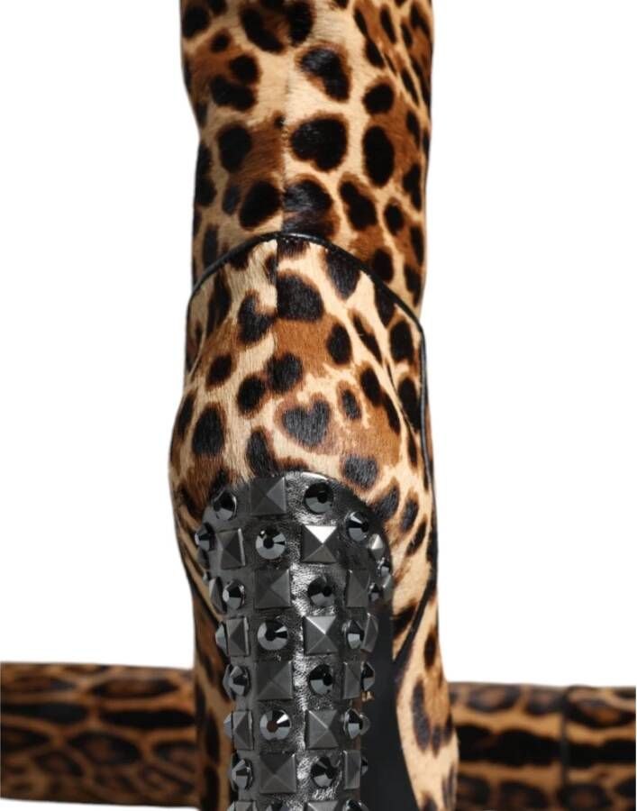 Dolce & Gabbana Luipaard Kniehoge Laarzen Beige Zwart