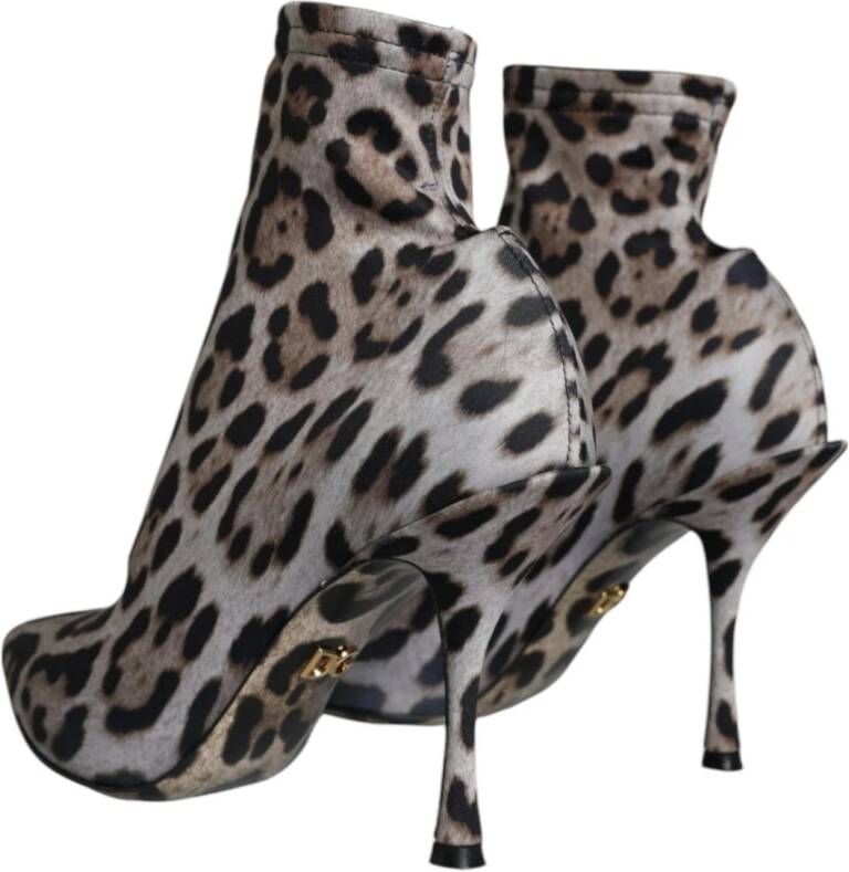 Dolce & Gabbana Luipaardpatroon Enkellaarzen Leren Zool