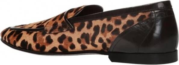 Dolce & Gabbana Luipaardprint Pony Haar Loafers Brown Heren