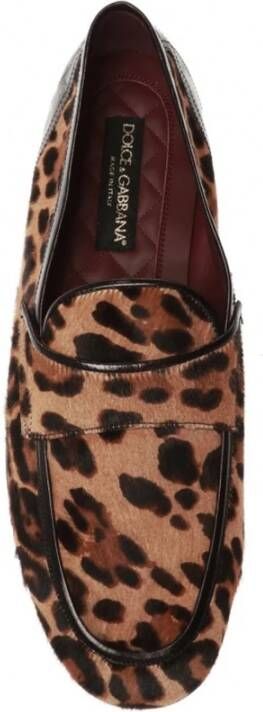 Dolce & Gabbana Luipaardprint Pony Haar Loafers Brown Heren