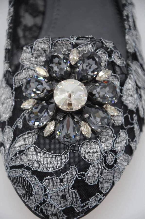 Dolce & Gabbana Lurex Juweel Ballet Flats Gray Dames