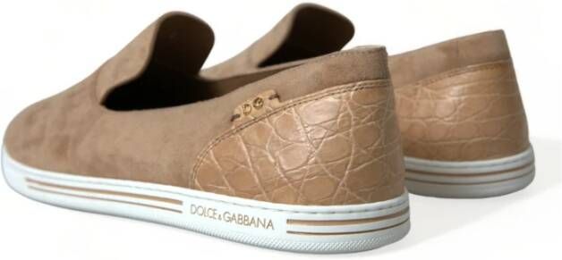 Dolce & Gabbana Luxe Beige Leren Loafers Beige Heren