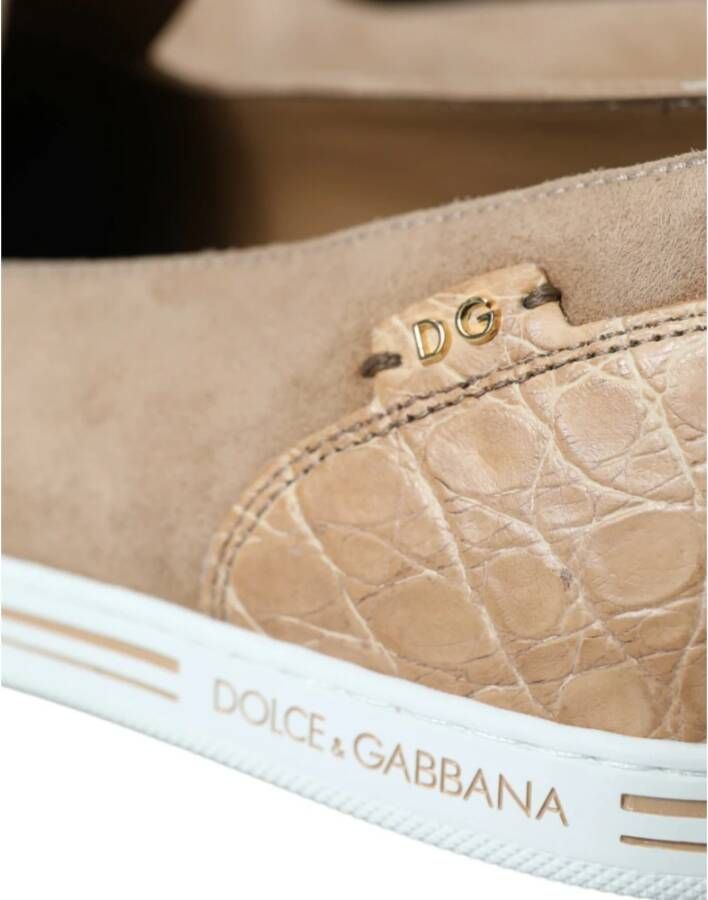 Dolce & Gabbana Luxe Beige Leren Loafers Beige Heren