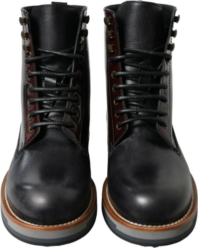 Dolce & Gabbana Luxe Bi-Color Leren Mid-Calf Laarzen Black Heren