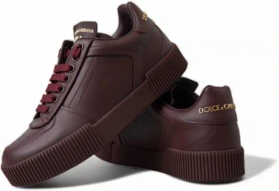 Dolce & Gabbana Luxe Bordeaux Leren Sneakers Brown Heren