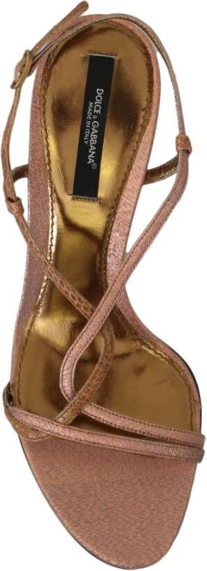 Dolce & Gabbana Luxe Enkelband Sandalen in Roze en Bruin Brown Dames