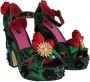 Dolce & Gabbana Groene Brokaat Slangenhuid Rozen Kristal Schoenen Green Dames - Thumbnail 3