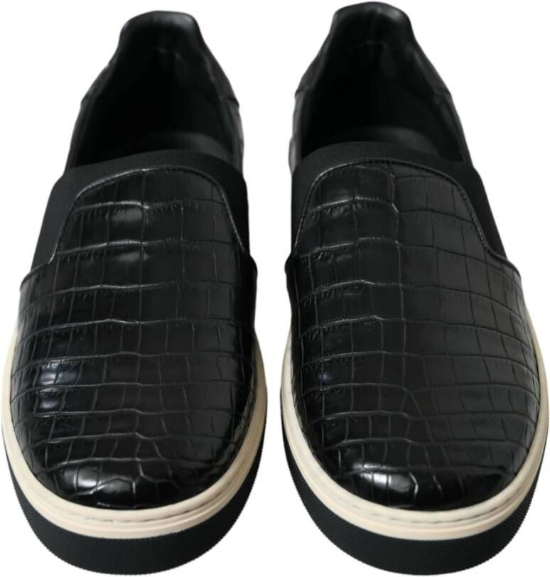 Dolce & Gabbana Luxe Krokodillenleer Lage Sneakers Black Heren