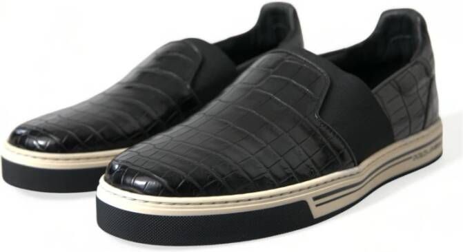 Dolce & Gabbana Luxe Krokodillenleer Lage Sneakers Black Heren