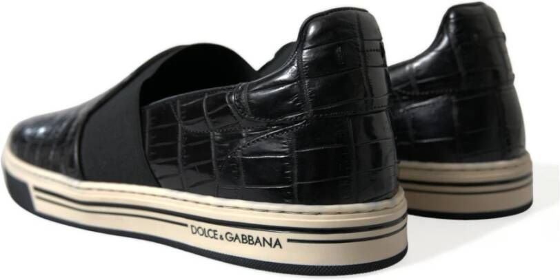 Dolce & Gabbana Luxe Krokodillenleer Lage Sneakers Black Heren