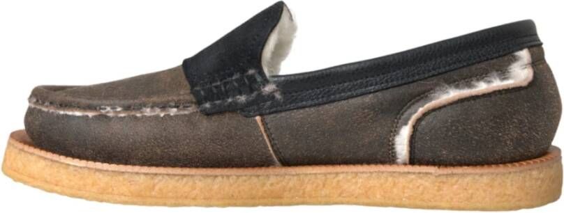 Dolce & Gabbana Luxe Leren Bont Loafers Schoenen Black Heren