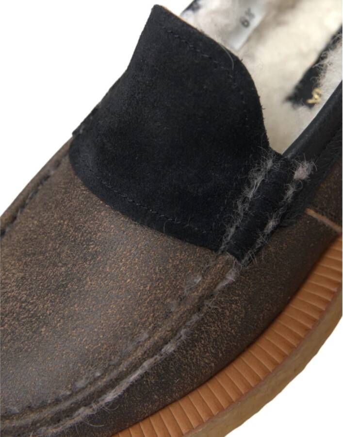 Dolce & Gabbana Luxe Leren Bont Loafers Schoenen Black Heren