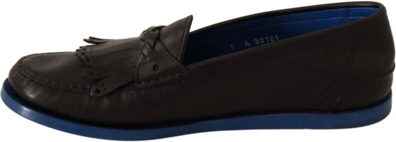 Dolce & Gabbana Luxe leren kwast loafers zwart blauw Black Dames