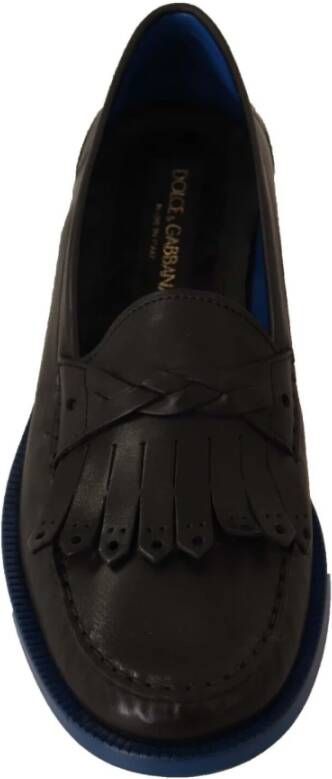 Dolce & Gabbana Luxe leren kwast loafers zwart blauw Black Dames
