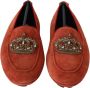 Dolce & Gabbana Luxe Oranje Leren Loafers met Gouden Borduursel Brown Heren - Thumbnail 14