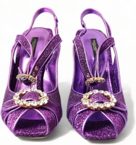 Dolce & Gabbana Luxe Paarse Enkelband Hakken Purple Dames