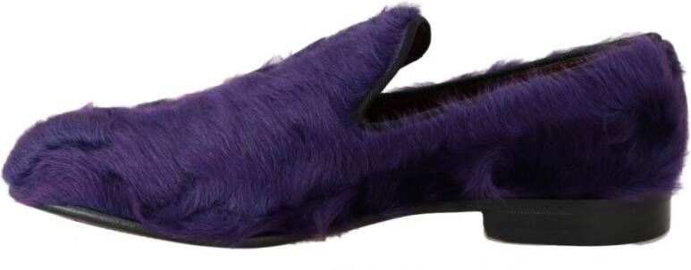 Dolce & Gabbana Luxe Paarse Schapenvacht Loafers Purple Dames