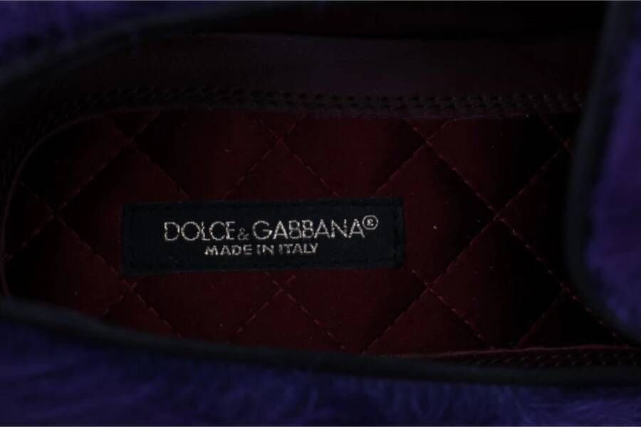 Dolce & Gabbana Luxe Paarse Schapenvacht Loafers Purple Dames