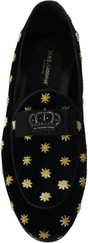 Dolce & Gabbana Luxe Velvet Crown Borduurwerk Loafers Multicolor Dames