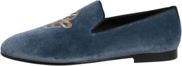 Dolce & Gabbana Luxe Velvet Logo Loafers Leren Zool