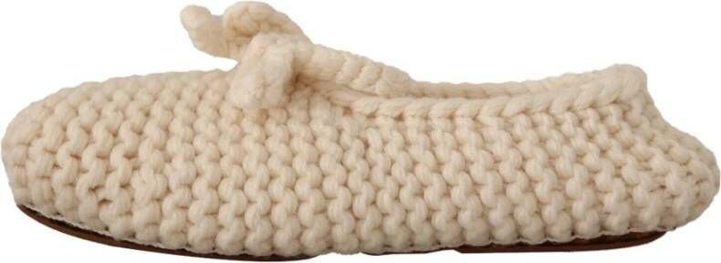 Dolce & Gabbana Luxe Wol Gebreide Ballerina Flats Beige Dames