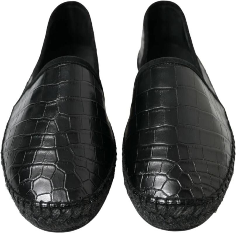 Dolce & Gabbana Luxe Zwarte Leren Espadrilles Black Heren
