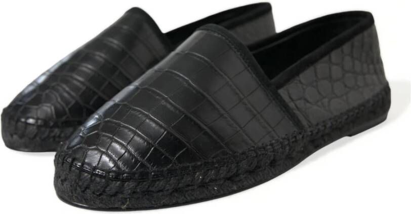 Dolce & Gabbana Luxe Zwarte Leren Espadrilles Black Heren