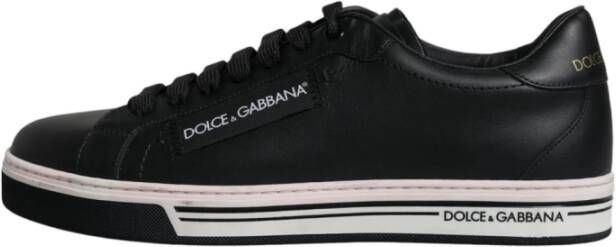 Dolce & Gabbana Luxe Zwarte Leren Lage Sneakers