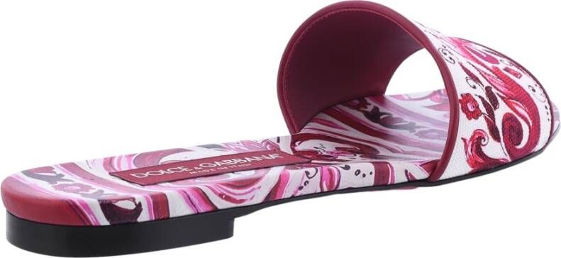 Dolce & Gabbana Maiolica Fucsia Flat Slides Roze Dames