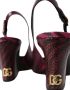 Dolce & Gabbana Maroon Zebra Lederen Slingback Hakken Multicolor Dames - Thumbnail 7