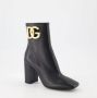 Dolce & Gabbana Zwarte Leren Laarzen met DG Logo Uitgesneden Black Dames - Thumbnail 13